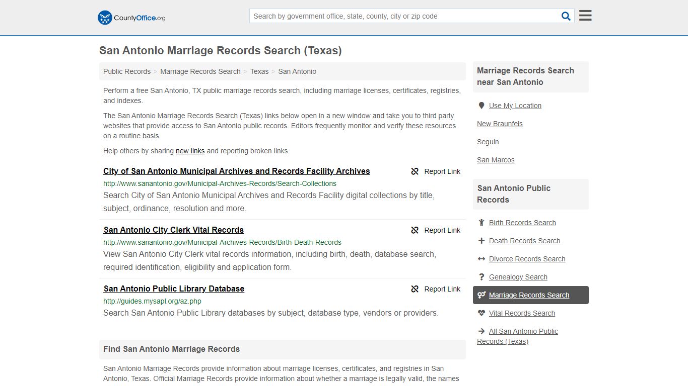 San Antonio Marriage Records Search (Texas) - County Office